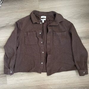 COS Women’s Chocolate Brown Wool Blend Relaxed Shirt Jacket XL